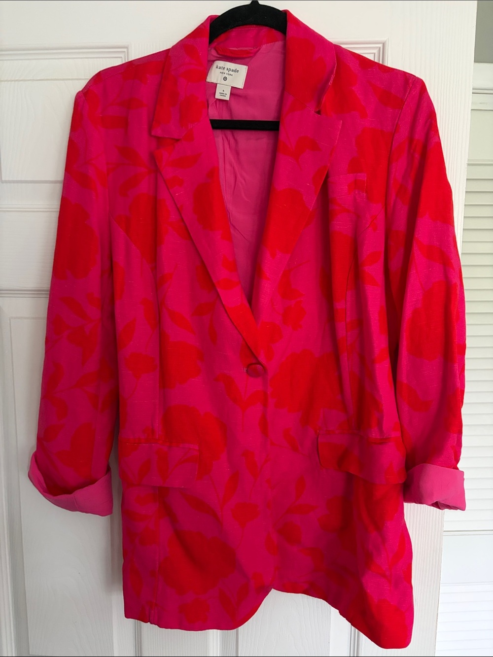 kate spade Hot Pink and Red Floral Single-Button Blazer